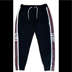 Polo Ralph Lauren women’s side logo stripes black Jogger/Pants Sz L NWT